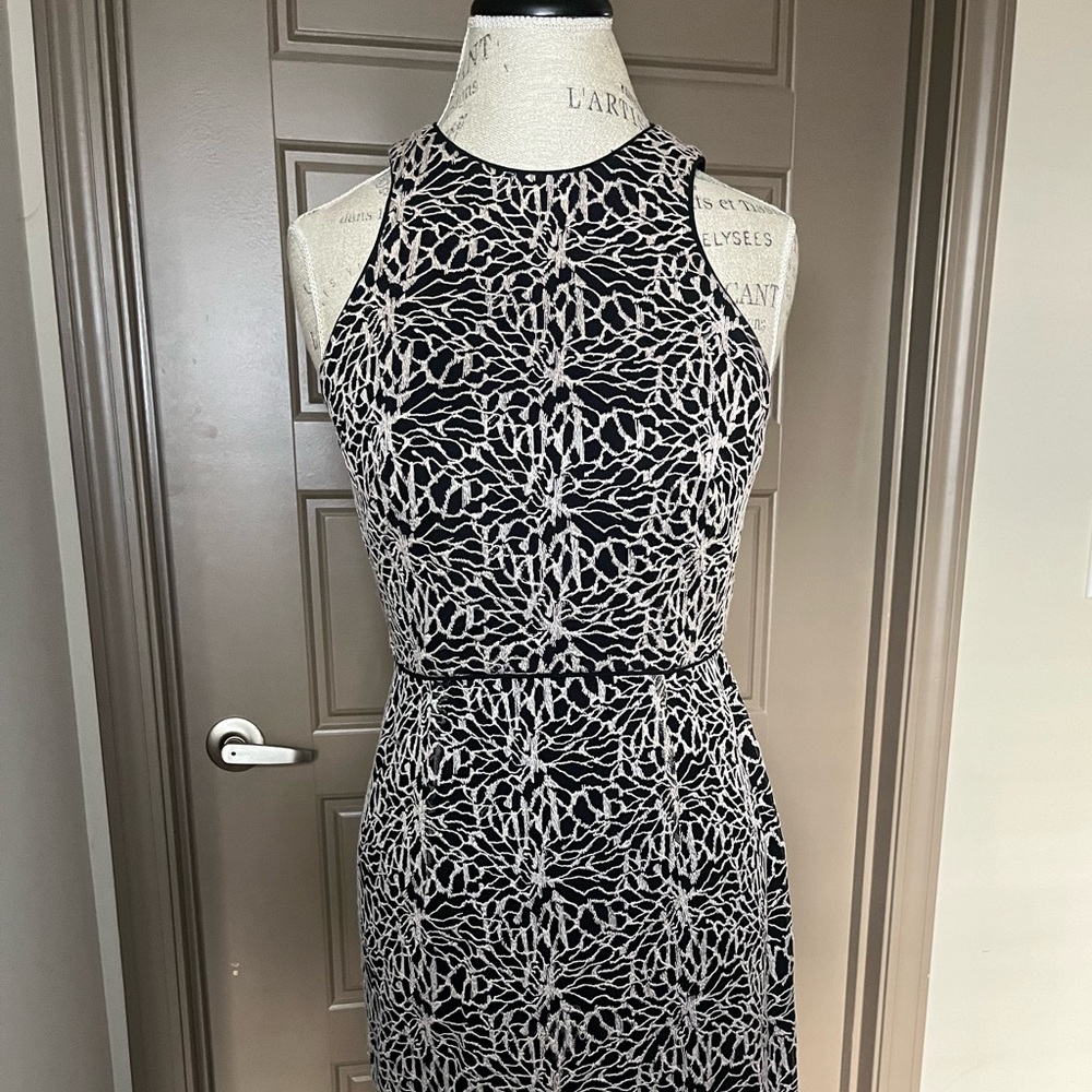 TAHARI Elegant Black with Gray Lace Dress